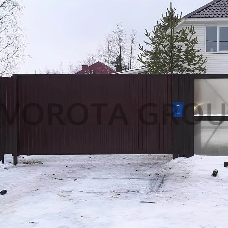 Механические откатные ворота Alutech коричневые 2500x1500