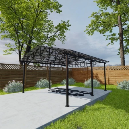 Двухскатный навес бронзово-серого цвета, монолитный поликарбонат 6500*6000