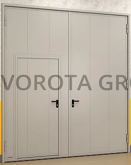 ворота Alutech серые с дверью 3100x2700