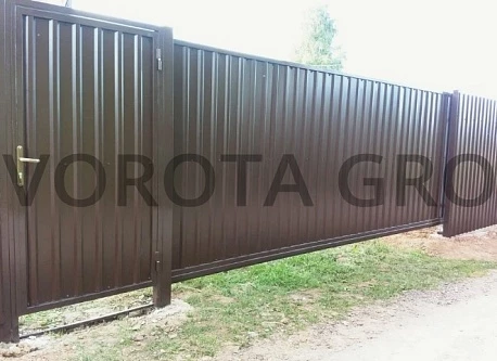 Откатные ворота на винтовых сваях широкие 1600х4000